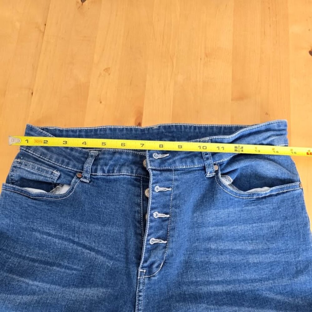 Womens bell bottom flare leg jeans size Extra Large XL Medium Blue Unbrand - Picture 6 of 7